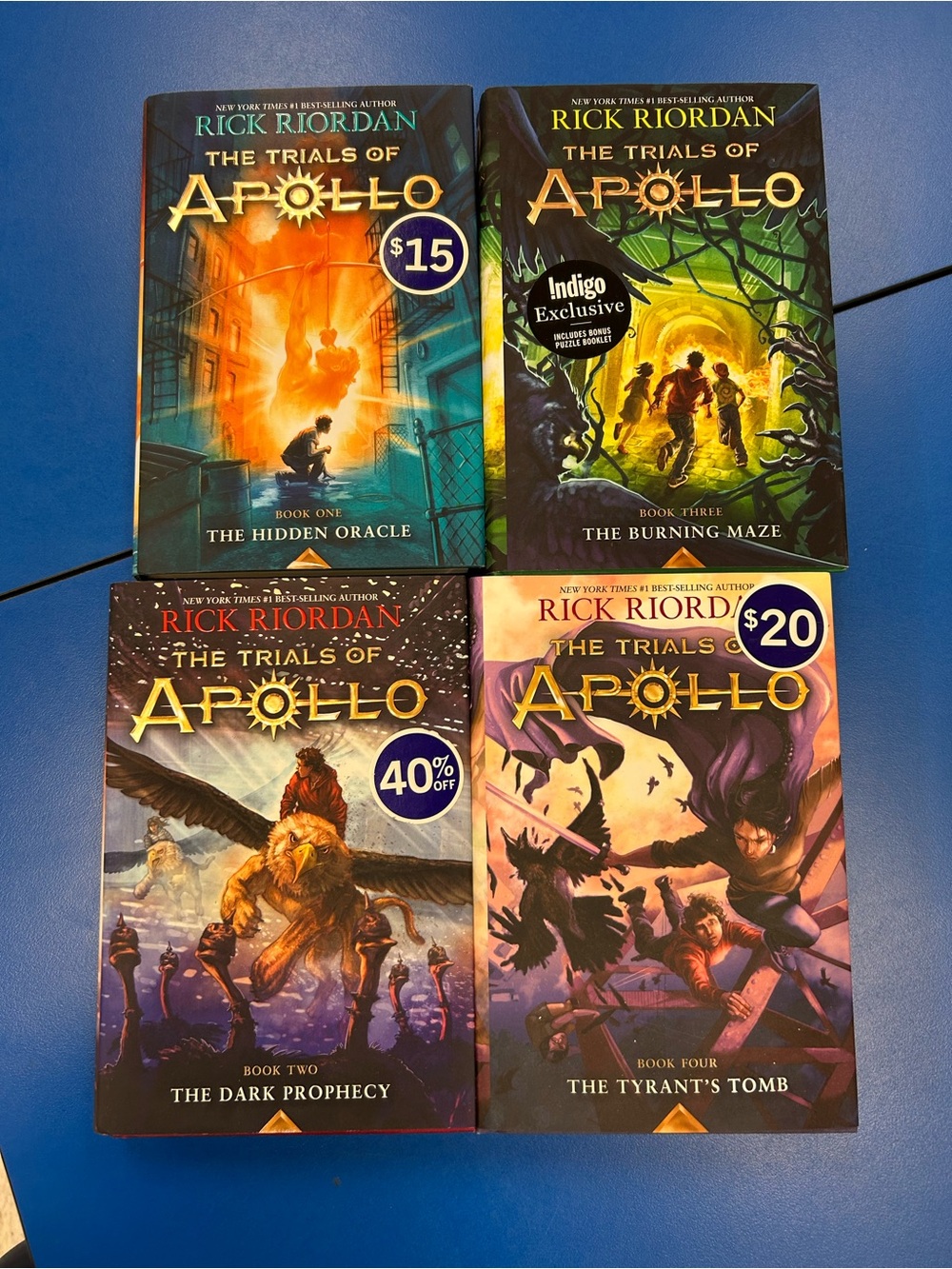 Rick Riordan The Trials of Apollo Hardcover Book Lot (4 Books) – Books 1–4